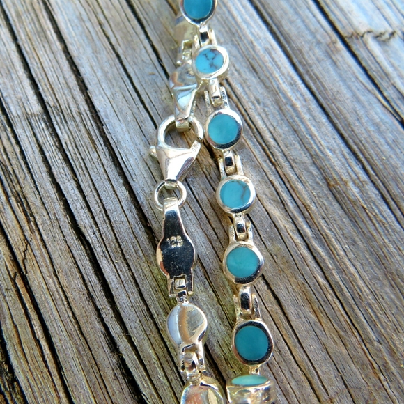 SOLD Vintage Navajo 925 Turquoise Link Bracelet - Picture 4 of 4